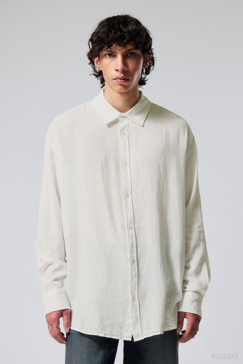 Weekday Oversized Linen Shirt White | TOAF2208