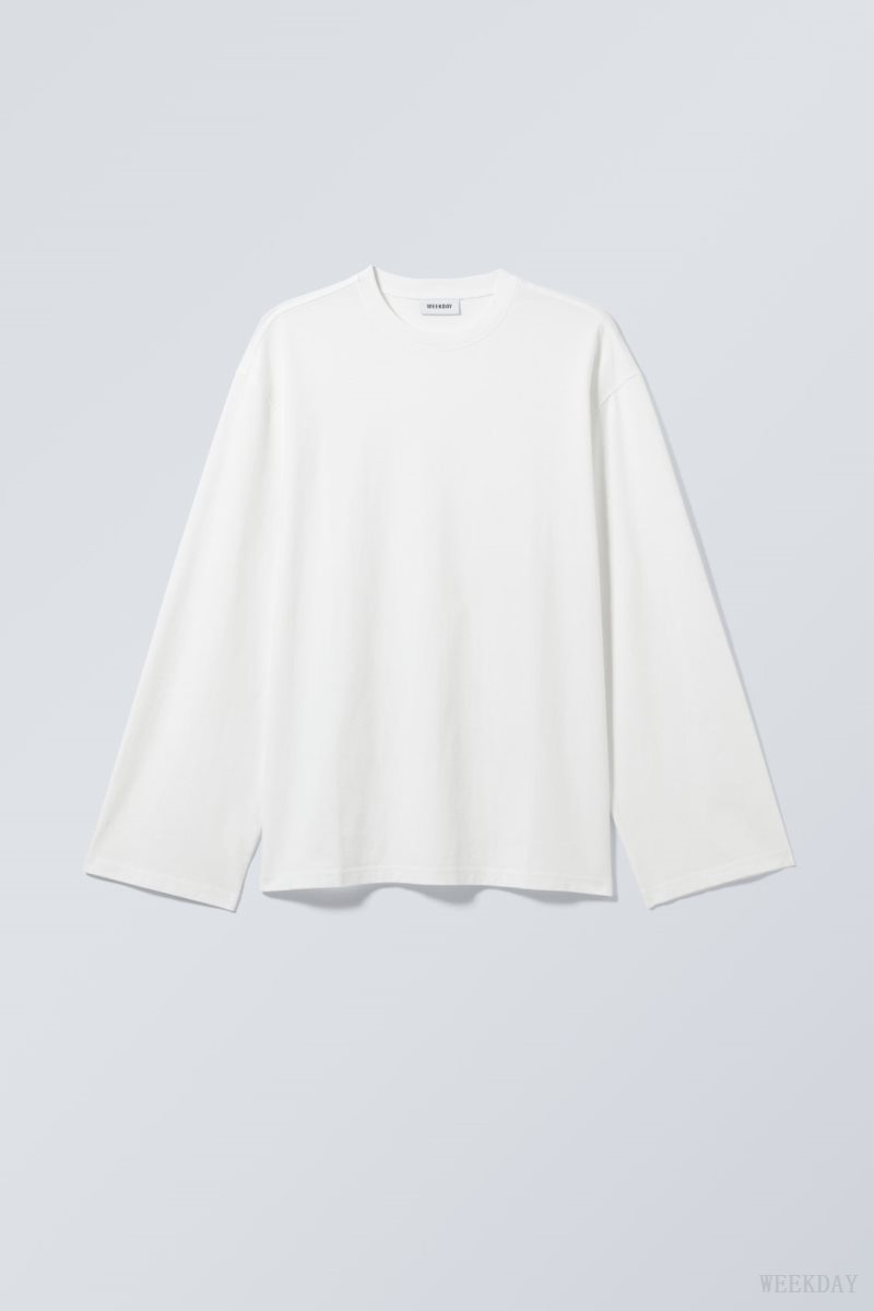 Weekday Oversized Long Sleeve T-shirt White | BKRO4253