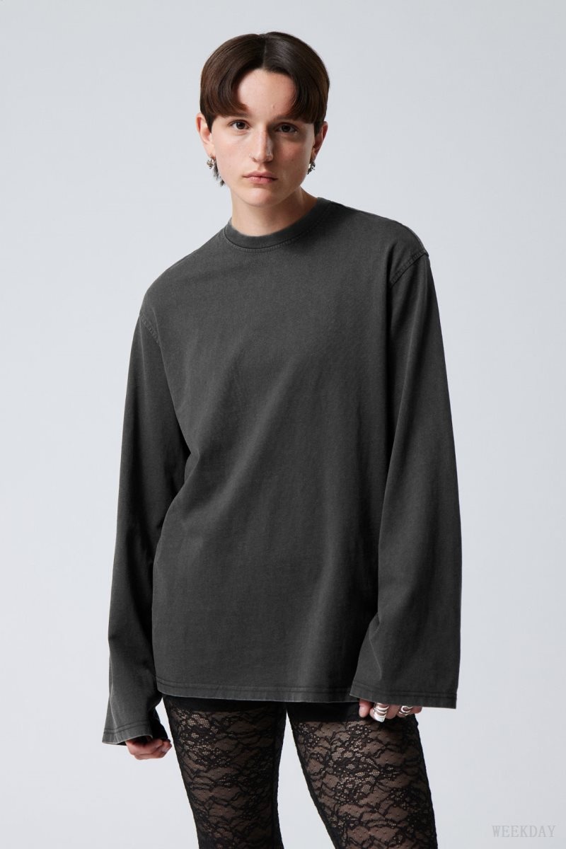 Weekday Oversized Washed Long Sleeve Top Grey | WYQU1479