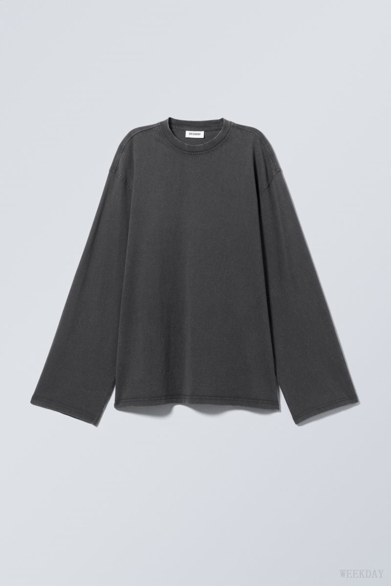 Weekday Oversized Washed Long Sleeve Top Grey | WYQU1479