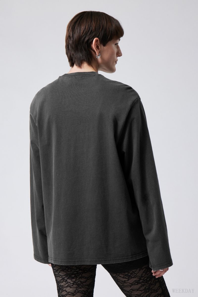 Weekday Oversized Washed Long Sleeve Top Grey | WYQU1479