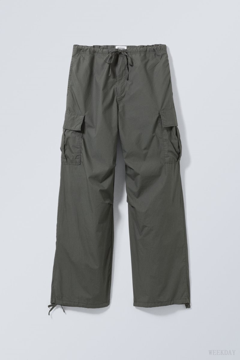 Weekday Parachute Loose Cargo Trousers Dark Grey | NWLF9789