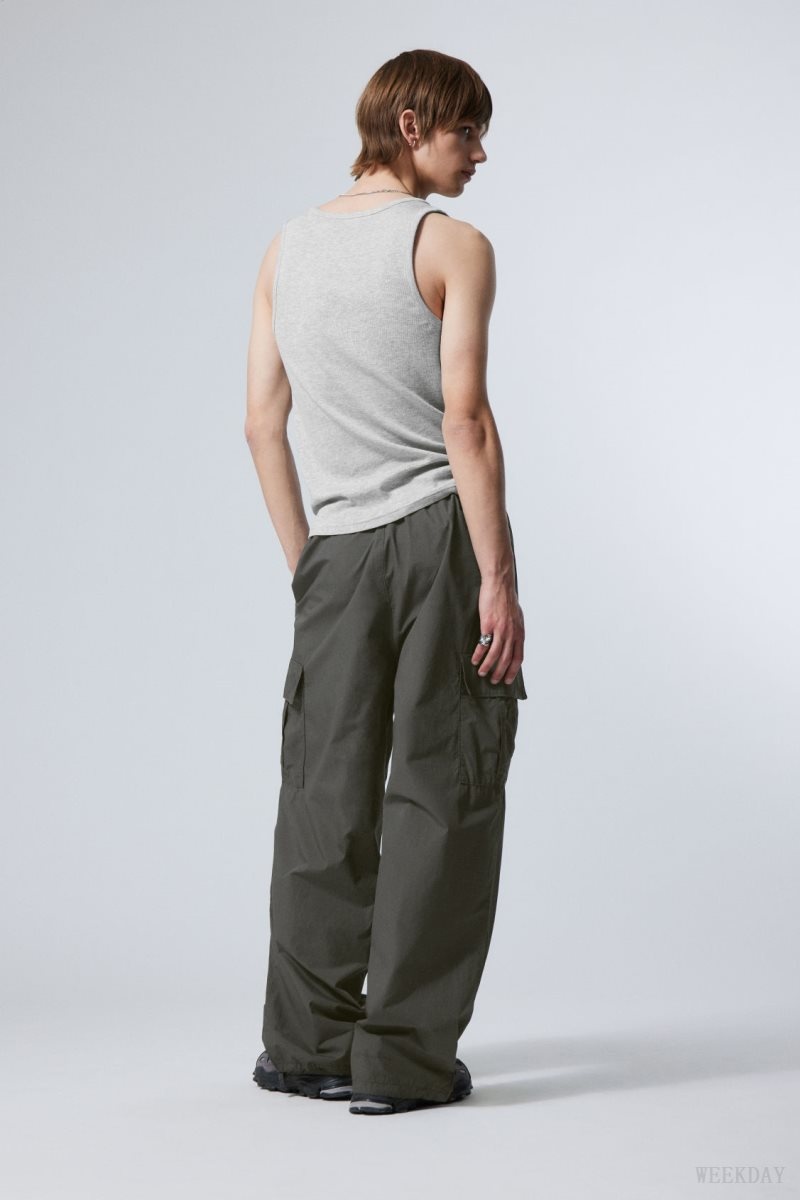 Weekday Parachute Loose Cargo Trousers Dark Grey | NWLF9789