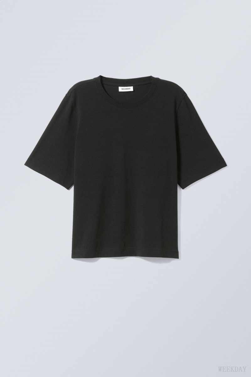 Weekday Perfect Boxy T-shirt Black | LBBF4563