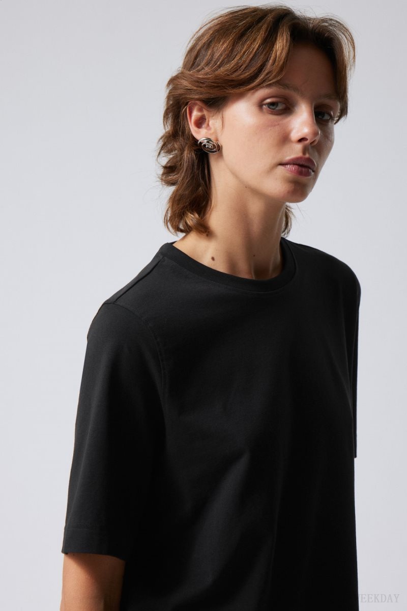 Weekday Perfect Boxy T-shirt Black | LBBF4563