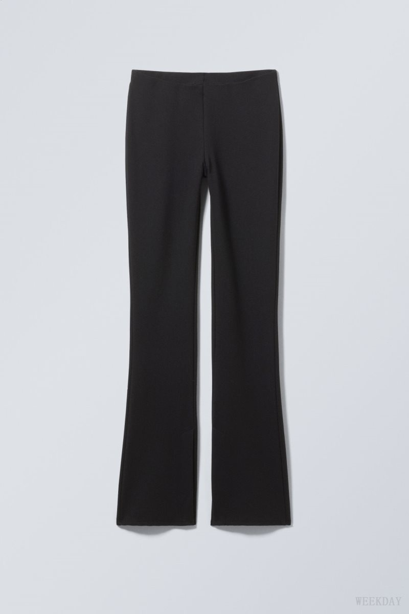 Weekday Philo Flared Jersey Trousers Black | JQGO8942