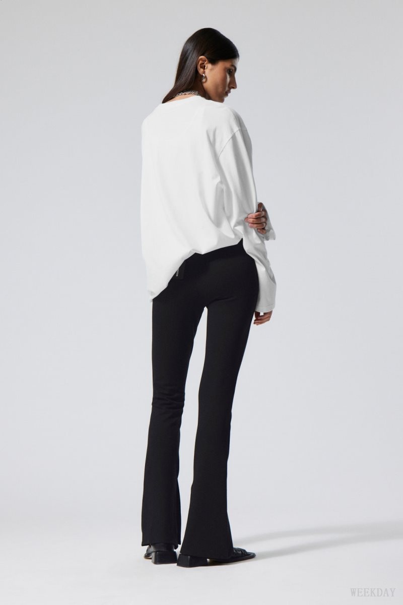 Weekday Philo Flared Jersey Trousers Black | JQGO8942