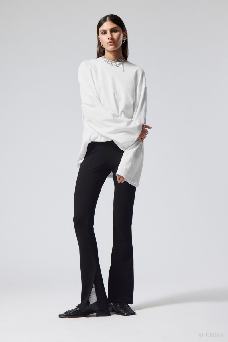 Weekday Philo Flared Jersey Trousers Black | JQGO8942