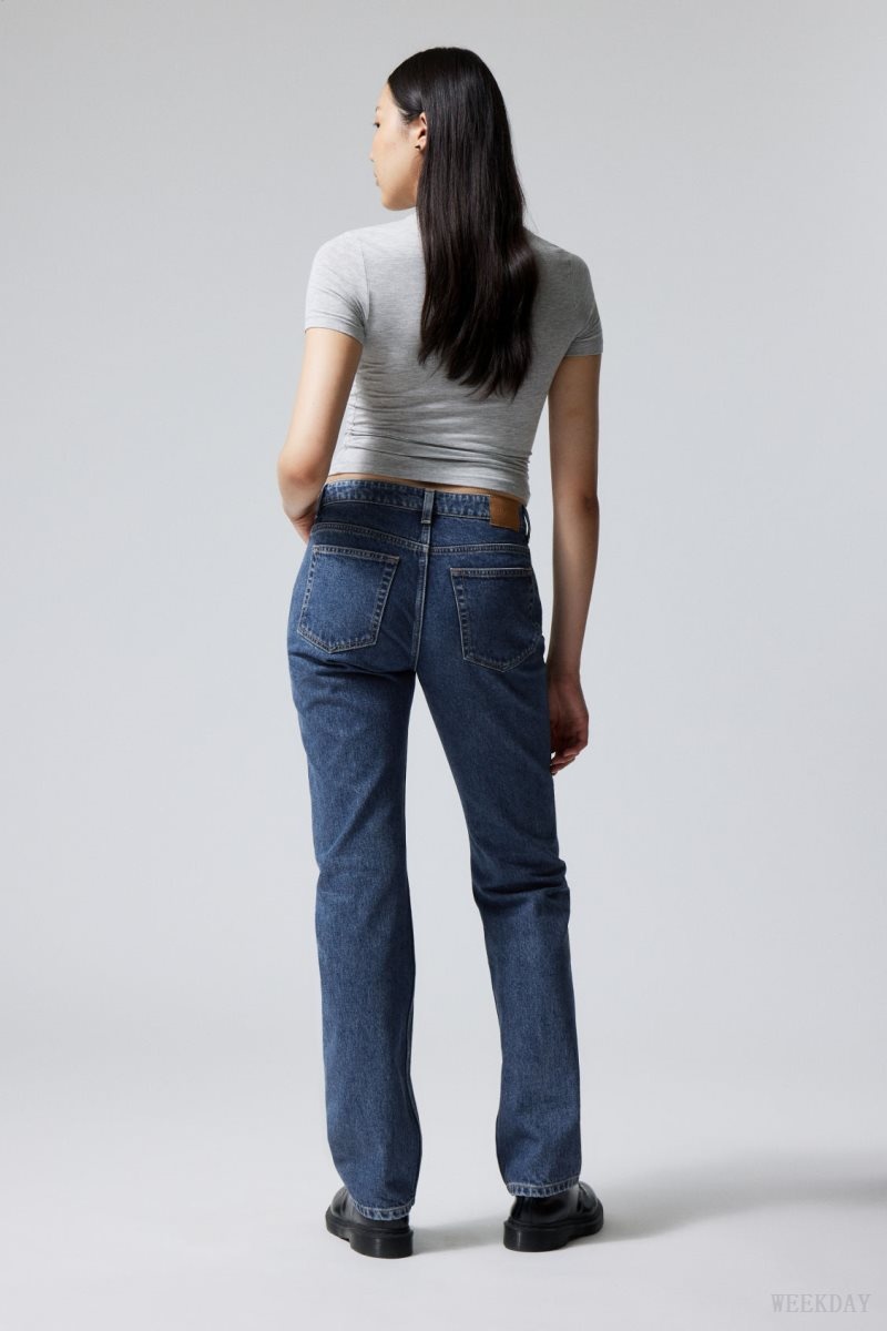 Weekday Pin Mid Straight Jeans Blue | SDMG0602