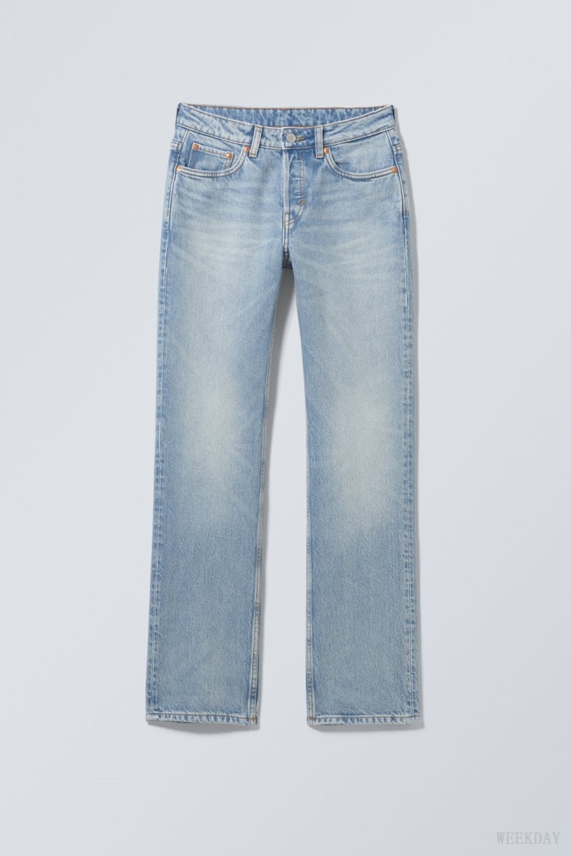 Weekday Pin Mid Straight Jeans Blue | VZSF7894