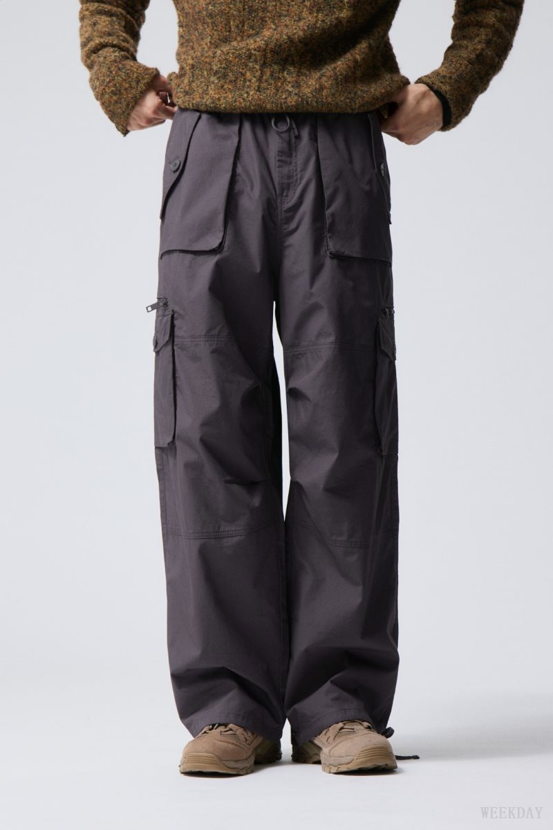 Weekday Piper Loose Cargo Trousers Dark Grey | IGJM2117