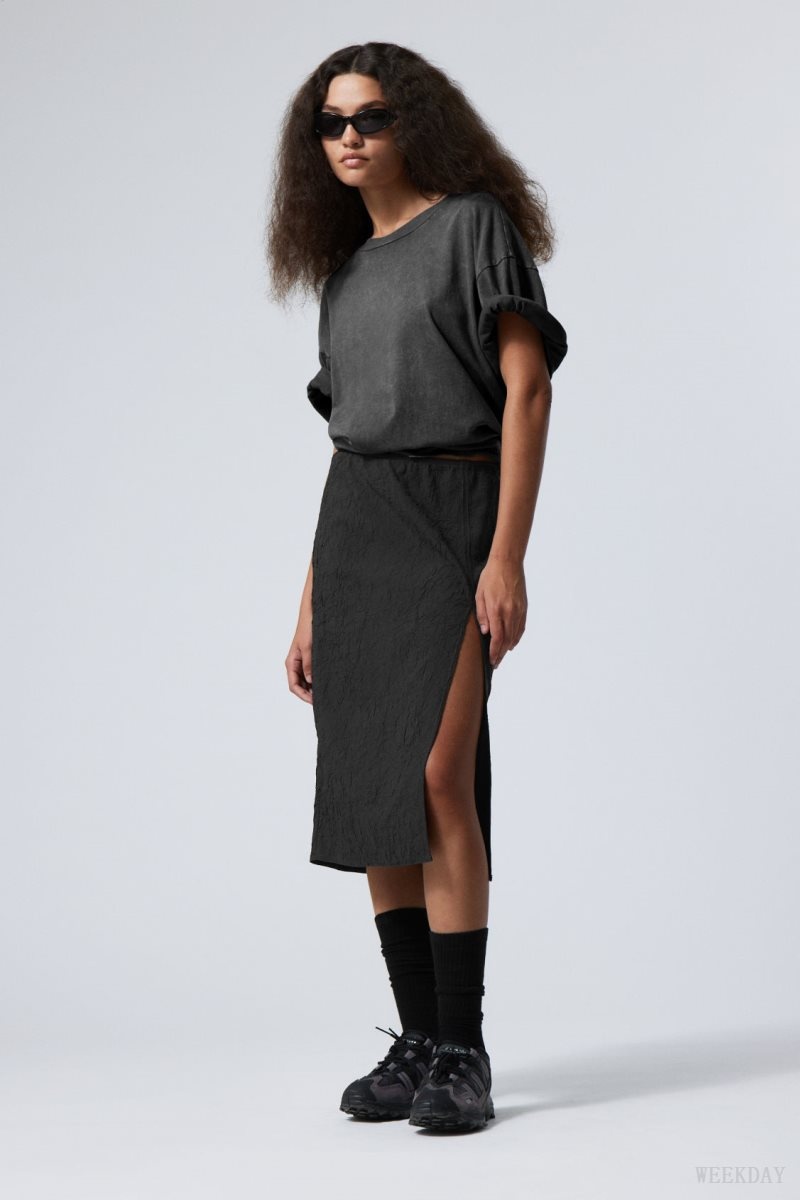 Weekday Priscilla Mid Skirt Dark Grey | AHIU9856