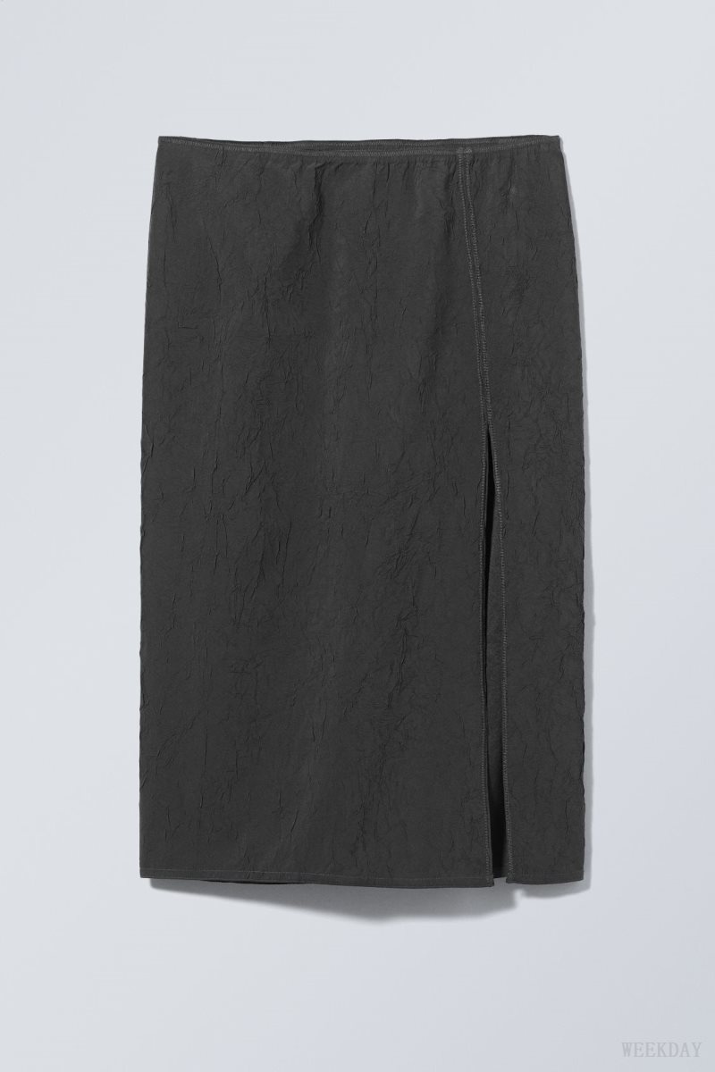 Weekday Priscilla Mid Skirt Dark Grey | AHIU9856