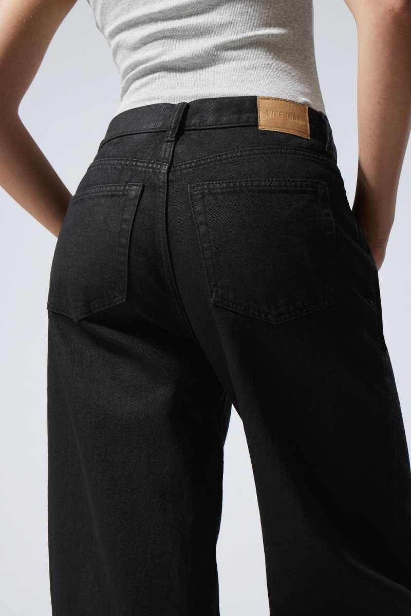 Weekday Rail Mid Loose Coated Jeans Black | HOKC0809