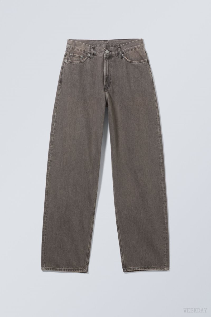 Weekday Rail Mid Loose Straight Jeans Grey | CMUN8502