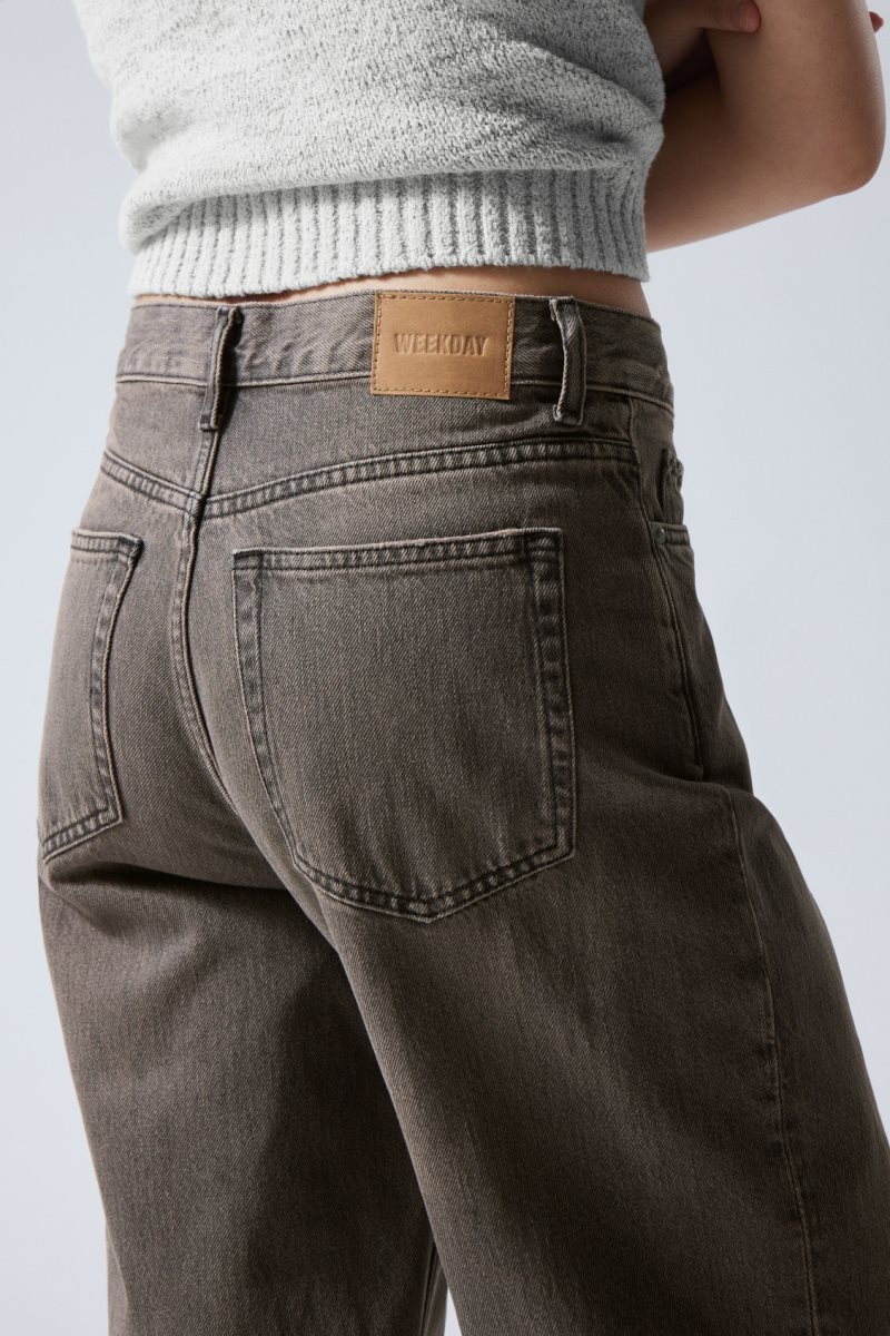 Weekday Rail Mid Loose Straight Jeans Grey | CMUN8502