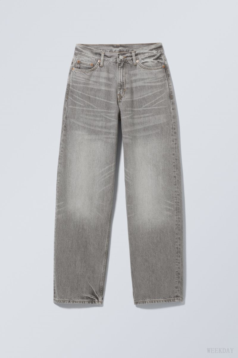 Weekday Rail Mid Loose Straight Jeans Grey | NVGC6537