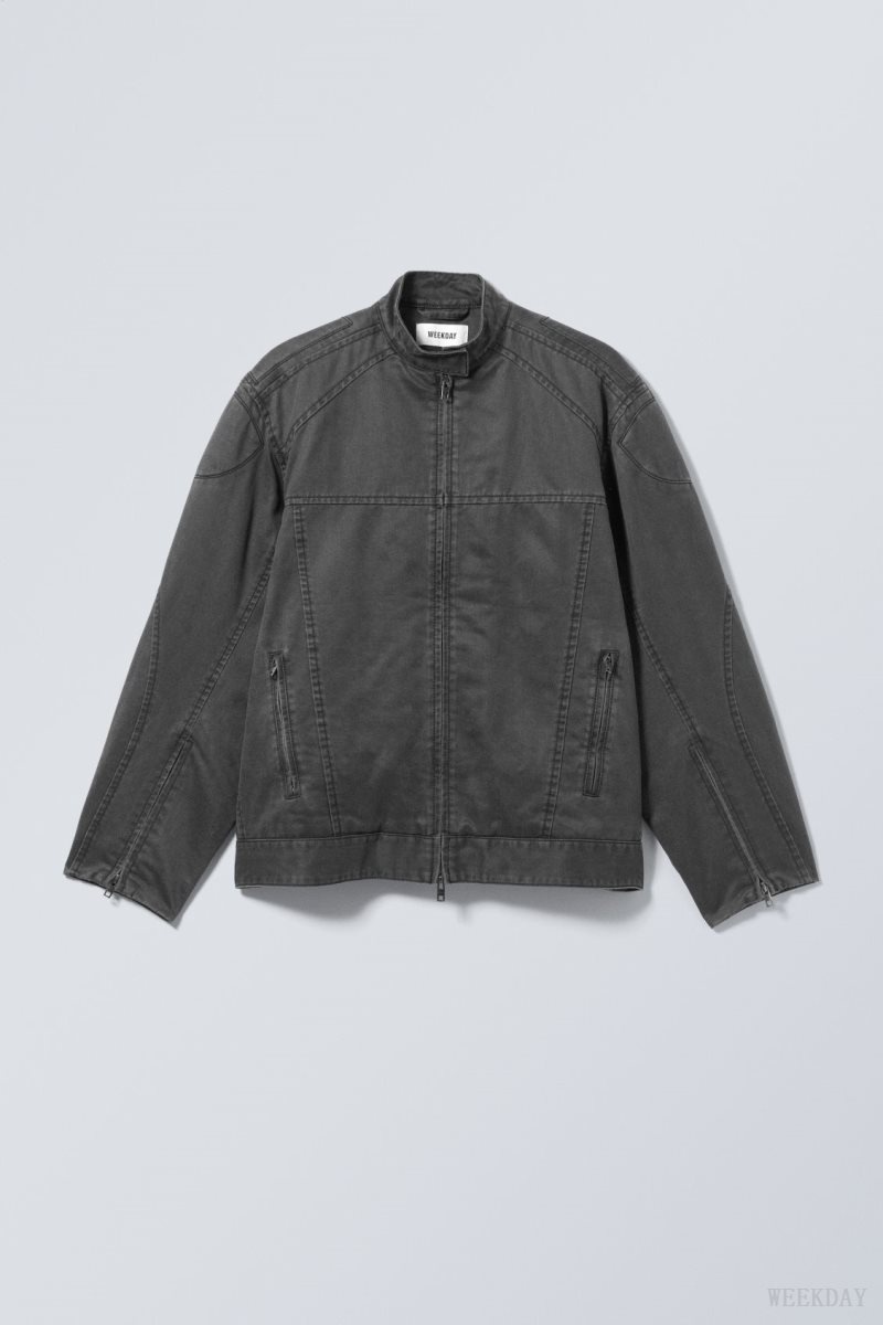 Weekday Reed Coated Biker Jacket Black | WZDU2860