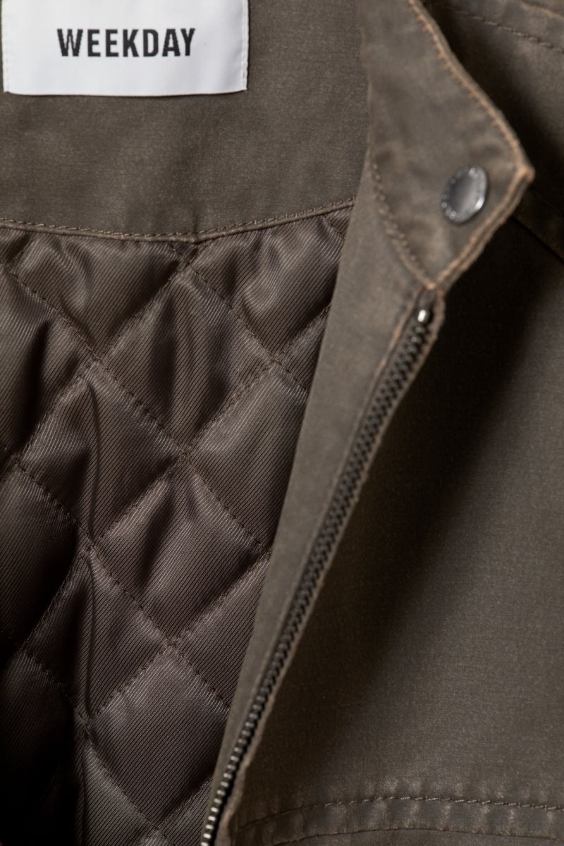 Weekday Reed Coated Biker Jacket Washed Dark Mole | BHZC2565