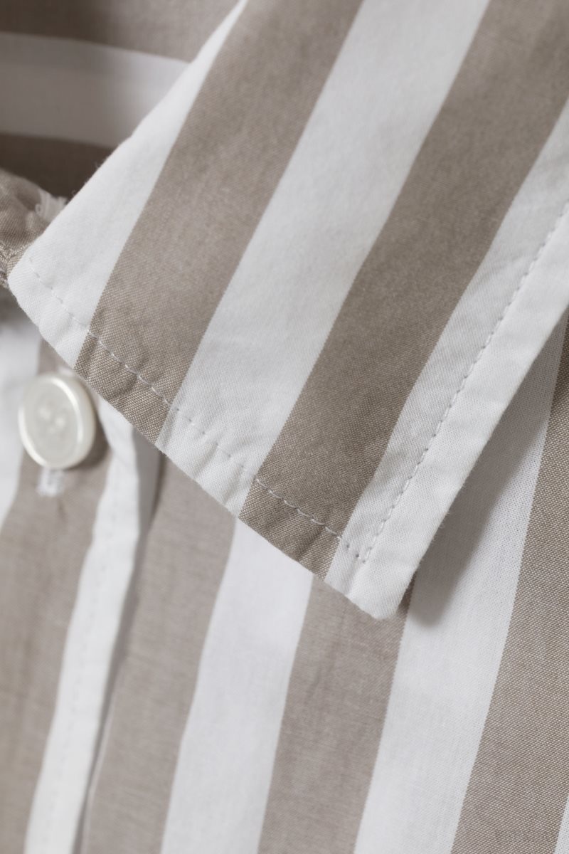 Weekday Regular Cotton Voile Shirt Beige Stripes | IEUJ2696