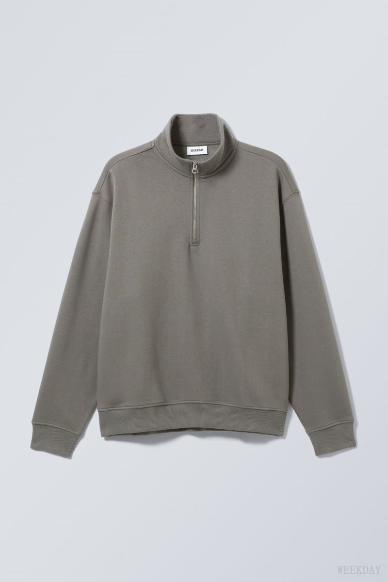 Weekday Relaxed Heavy Half Zip Sweater Grey | QPTO8515