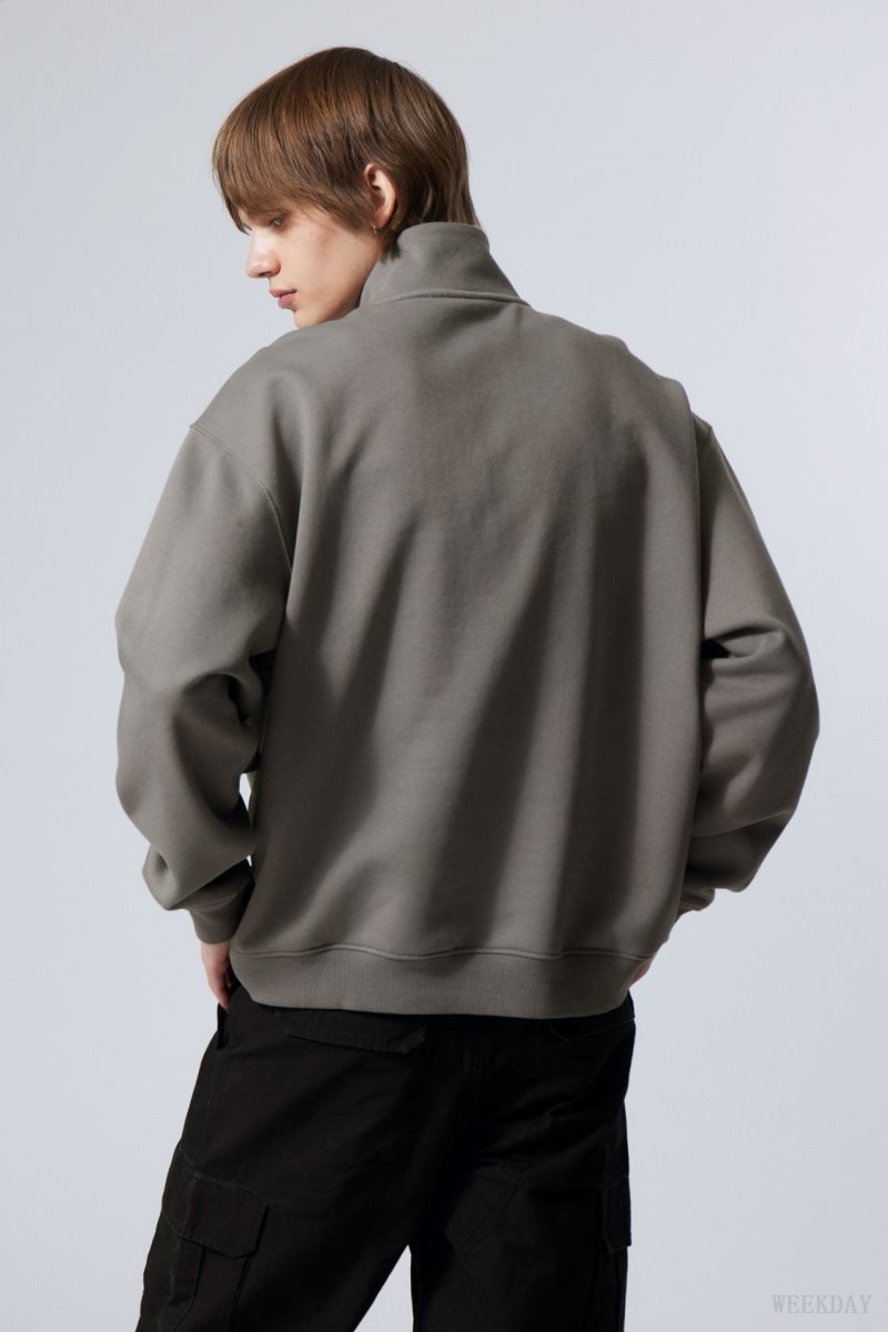 Weekday Relaxed Heavy Half Zip Sweater Grey | QPTO8515