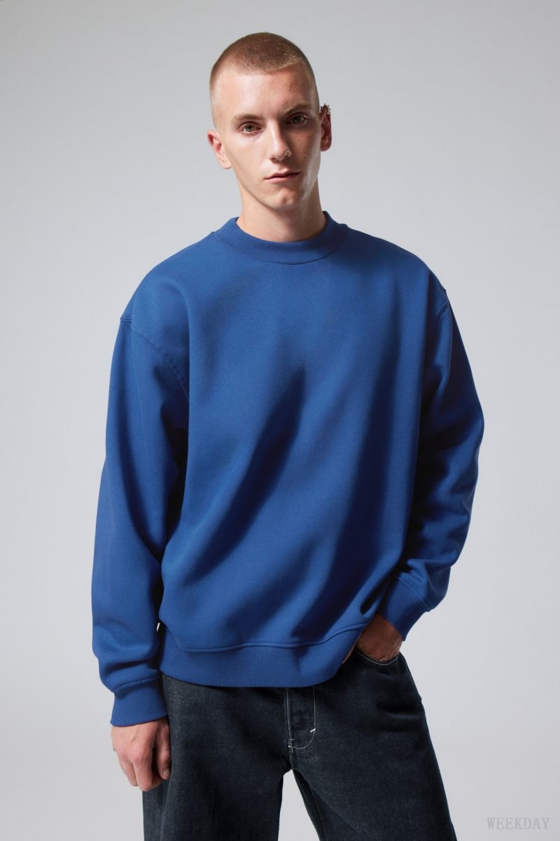 Weekday Relaxed Heavyweight Sweatshirt Blue | LKCS9450