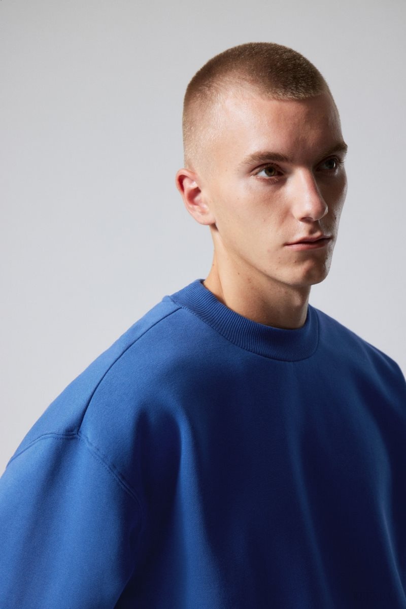 Weekday Relaxed Heavyweight Sweatshirt Blue | LKCS9450