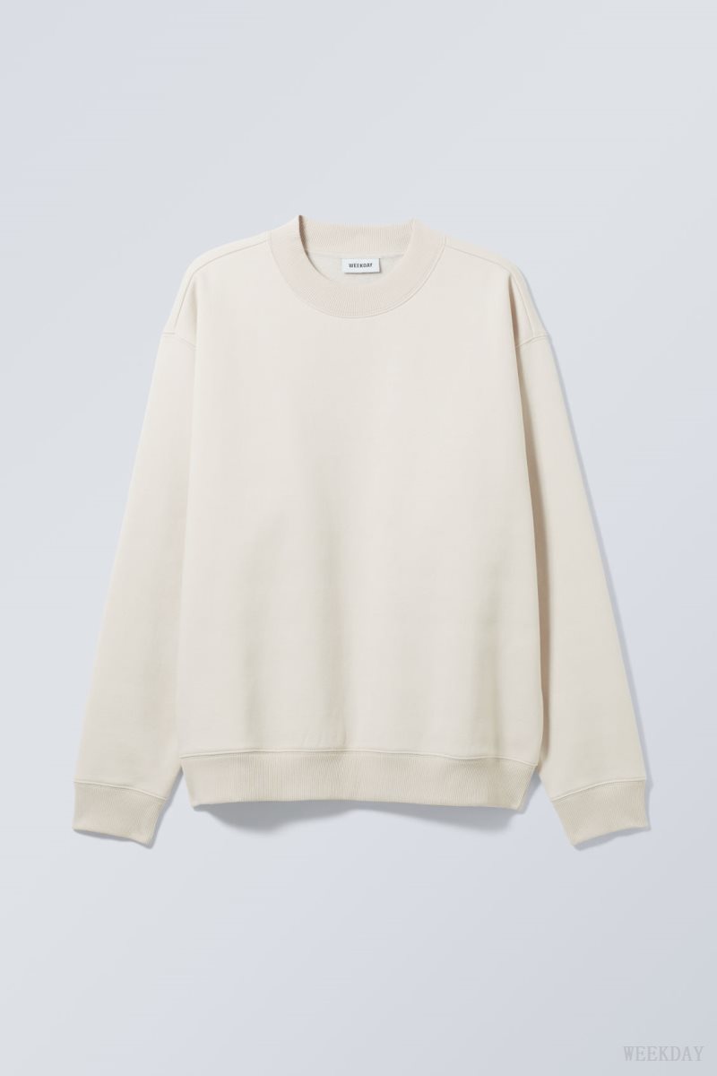 Weekday Relaxed Heavyweight Sweatshirt Ecru | UHSG2265