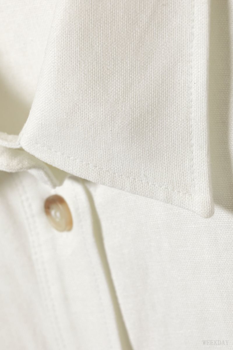 Weekday Relaxed Linen Mix Shirt White | JPMW7772