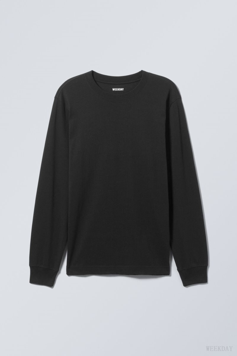 Weekday Relaxed Midweight Long Sleeve Black | TEZF3025