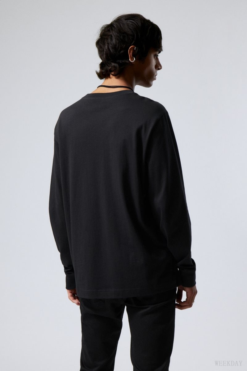 Weekday Relaxed Midweight Long Sleeve Black | TEZF3025