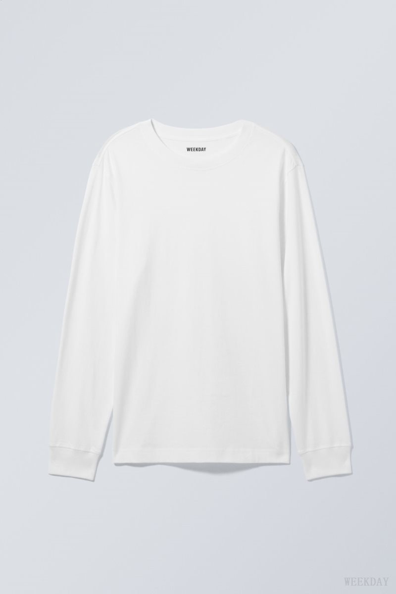 Weekday Relaxed Midweight Long Sleeve White | WQYR6388