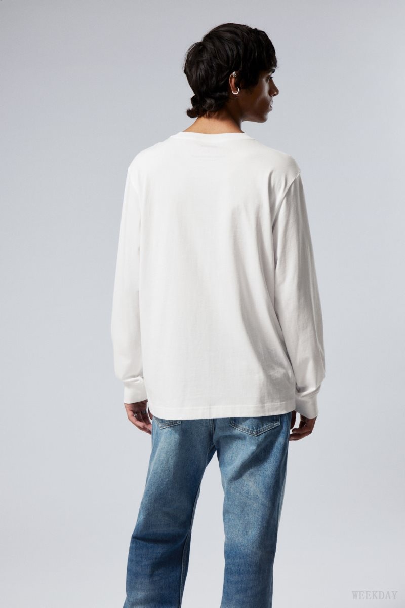 Weekday Relaxed Midweight Long Sleeve White | WQYR6388