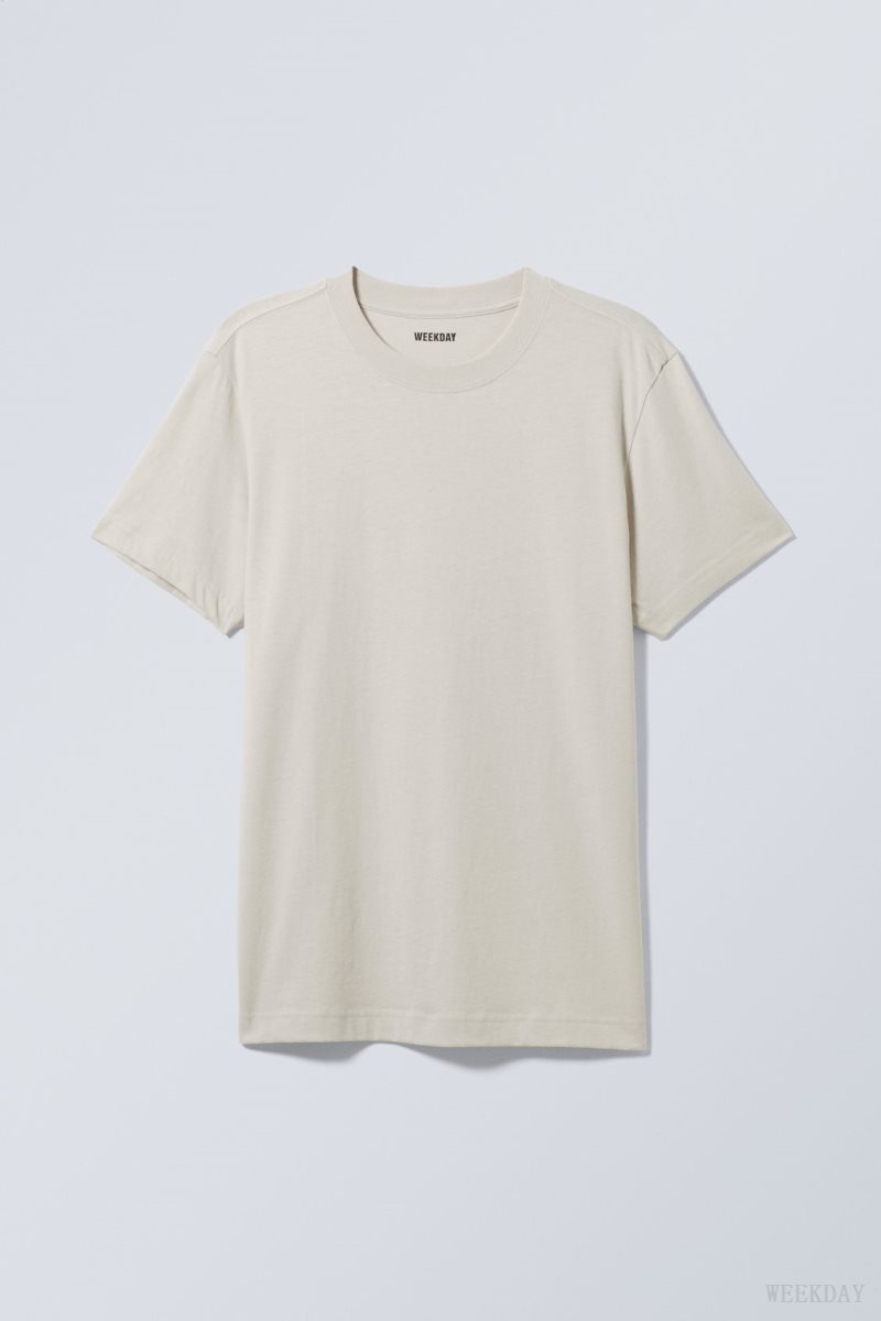 Weekday Relaxed Midweight T-shirt Ecru | DDOZ7323