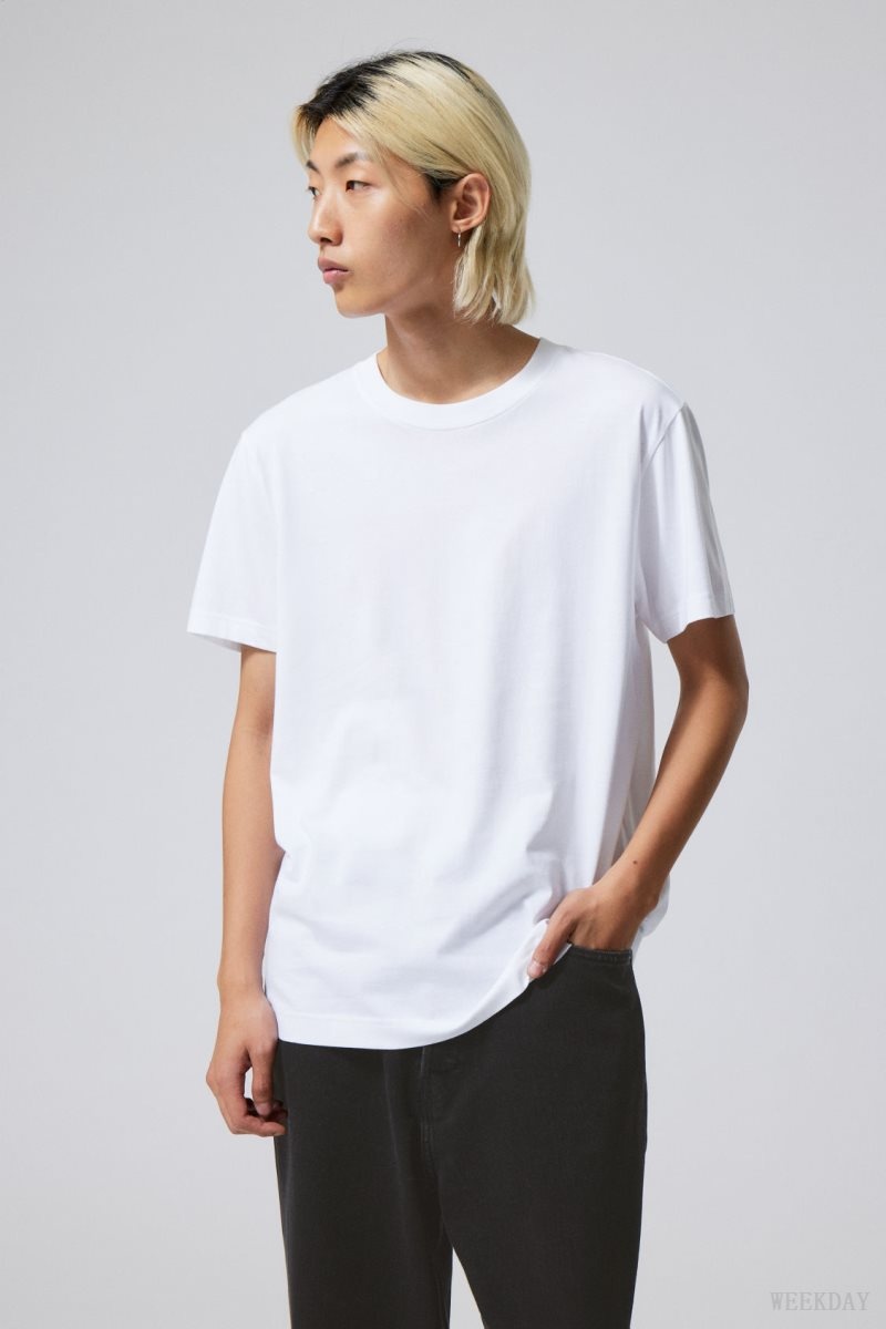 Weekday Relaxed Midweight T-shirt White | HUFC5389