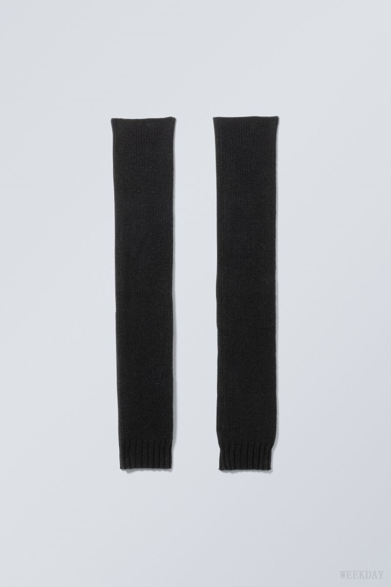 Weekday Rib Knit Leg Warmers Black | HGPX0845