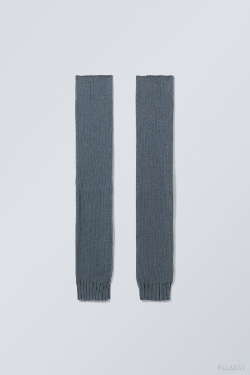 Weekday Rib Knit Leg Warmers Blue | HMDJ6073