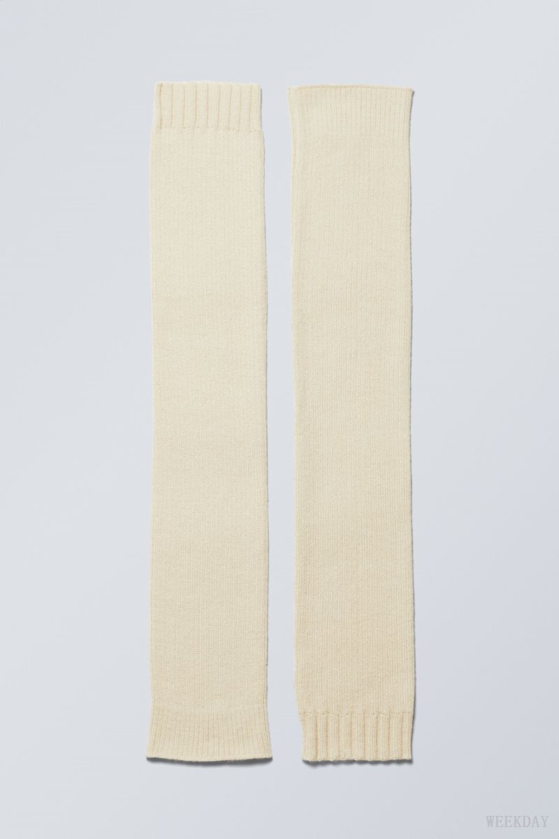 Weekday Rib Knit Leg Warmers White | BYZZ4612