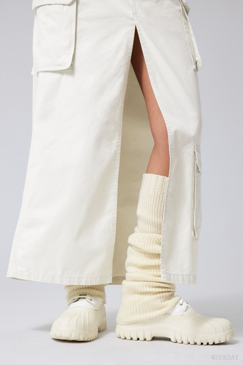 Weekday Rib Knit Leg Warmers White | BYZZ4612