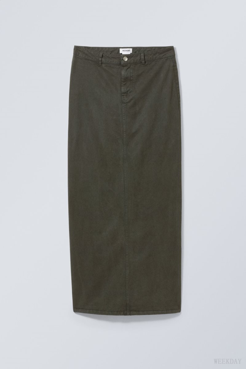 Weekday Rose Long Skirt Dark Green | CFEQ9948