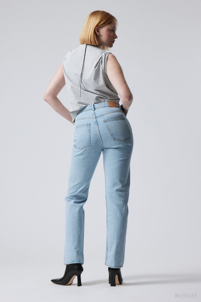 Weekday Rowe Extra High Straight Jeans Blue | AJBA3270