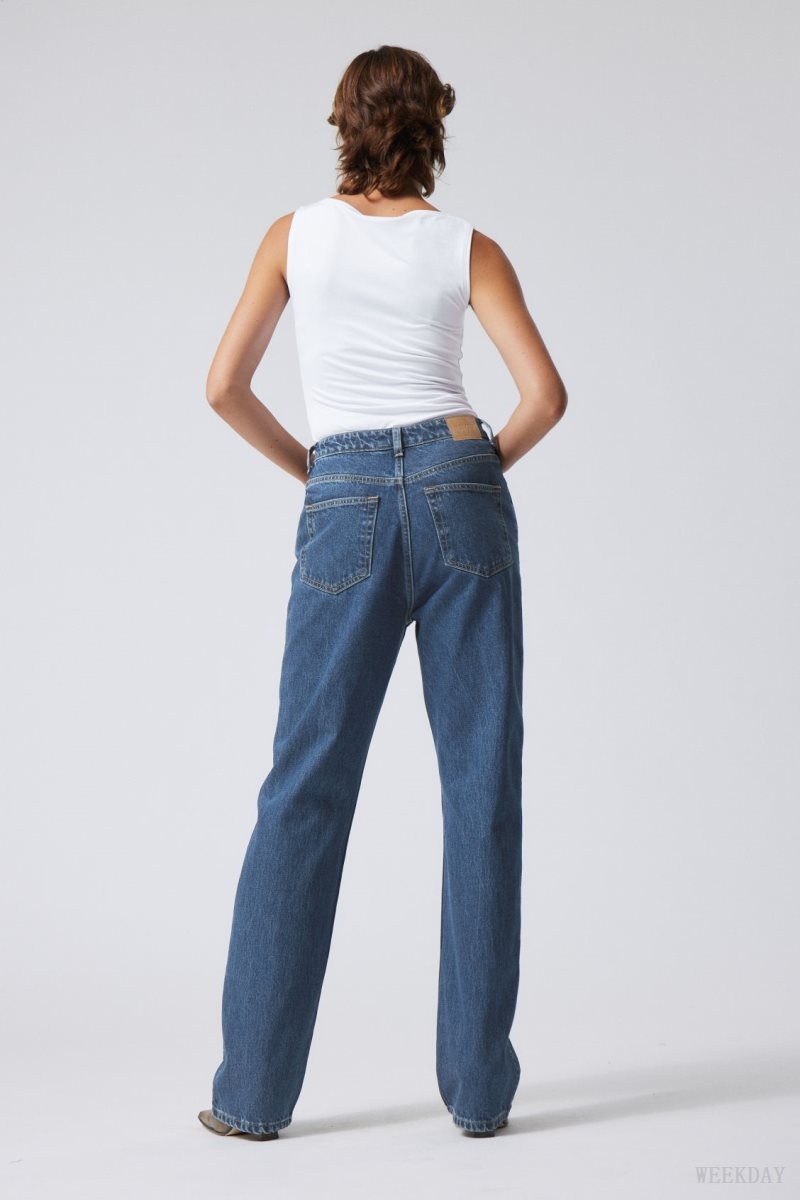 Weekday Rowe Extra High Straight Jeans Blue | XTSM9906