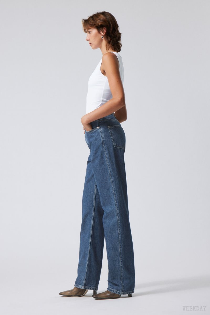 Weekday Rowe Extra High Straight Jeans Blue | XTSM9906