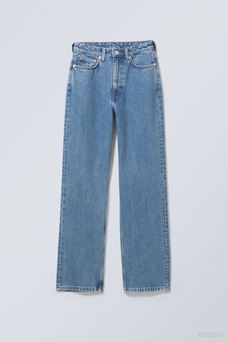 Weekday Rowe Extra High Straight Jeans Blue | HPRA2761