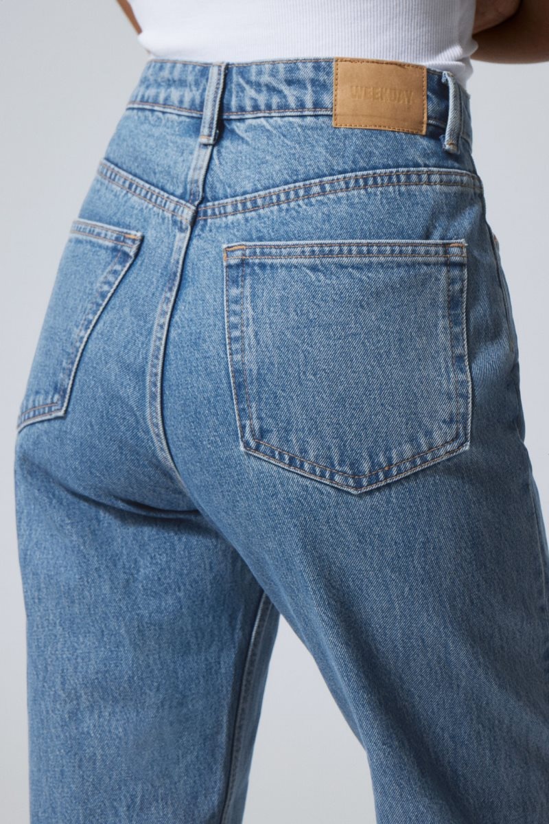 Weekday Rowe Extra High Straight Jeans Blue | HPRA2761