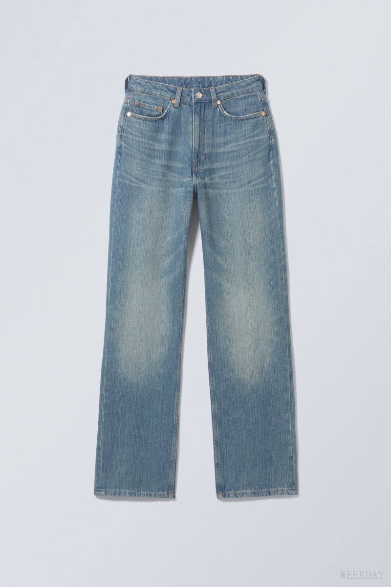 Weekday Rowe Extra High Straight Jeans Blue | PPSL8093