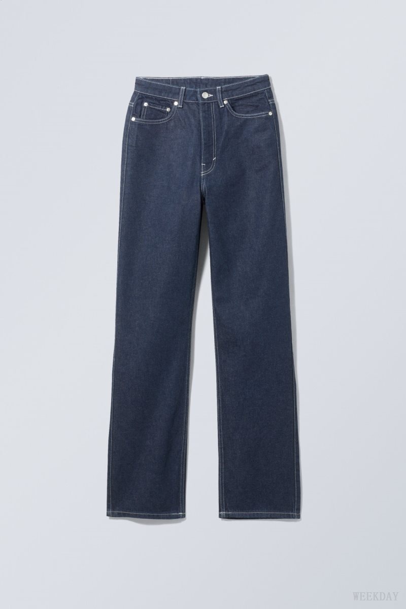 Weekday Rowe Extra High Straight Jeans Blue | MWRV6786