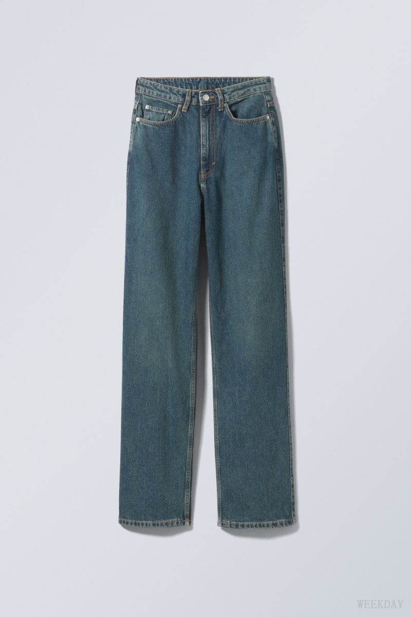 Weekday Rowe Extra High Straight Jeans Green | TRIV2999