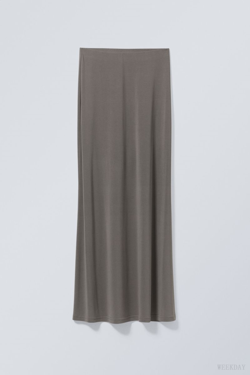 Weekday Signe Drapy Maxi Skirt Dark Mole | WMCD5971